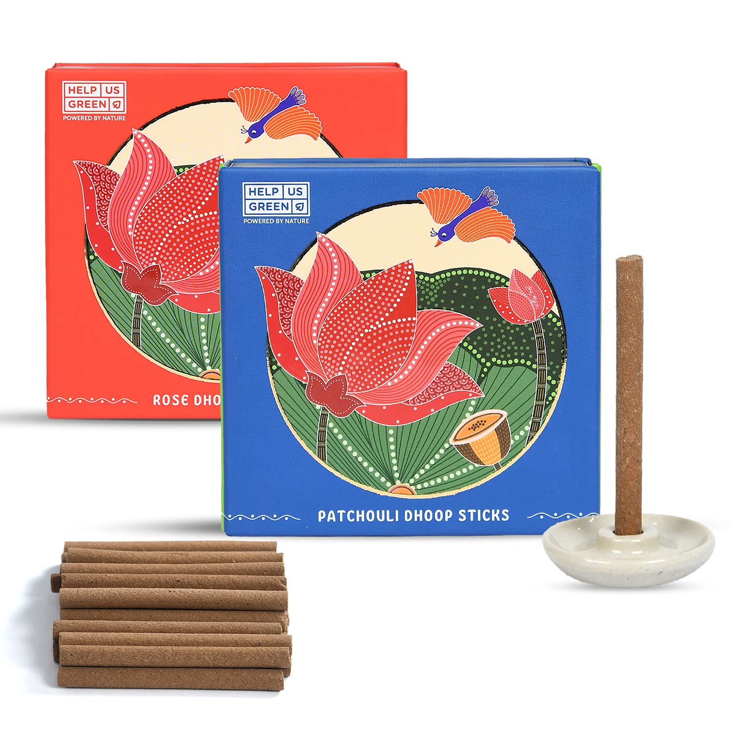 Natural Dhoop Sticks Fragrance (2 packs, 25 sticks per pack) - HelpUsGreen - Help Us Green