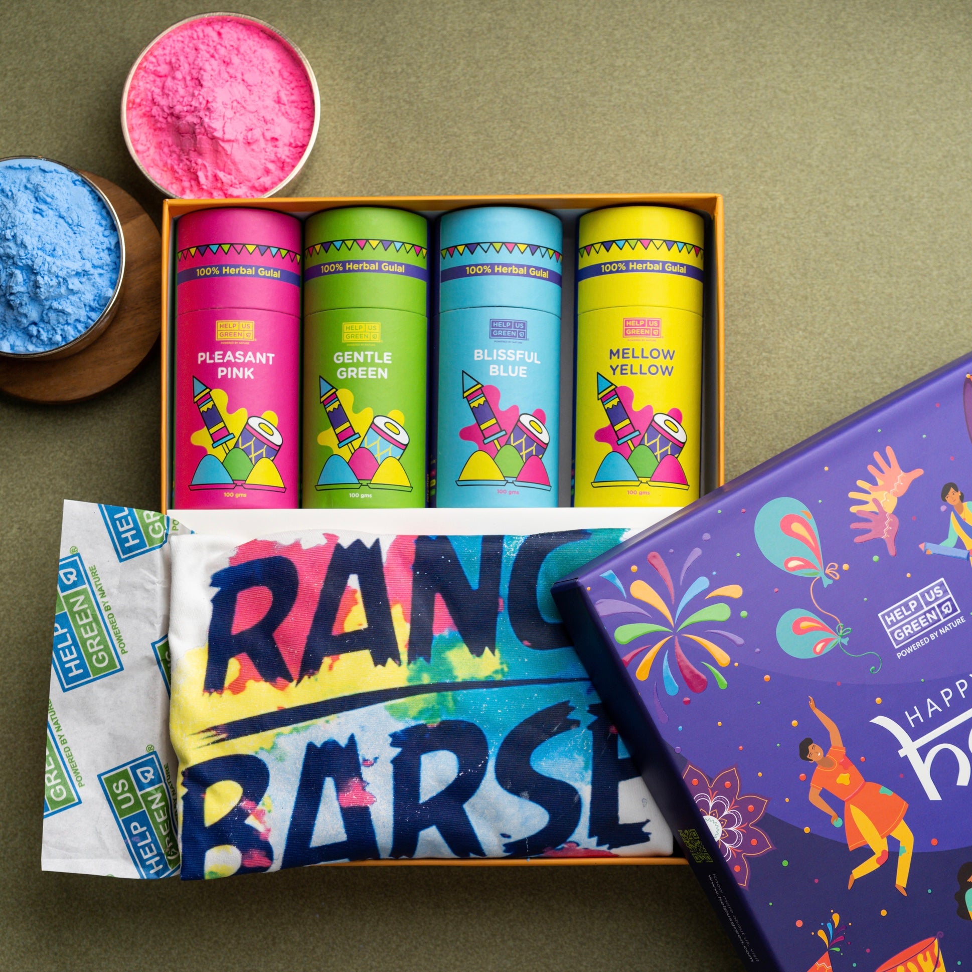 Holi Hamper box - set of tshirt and colours